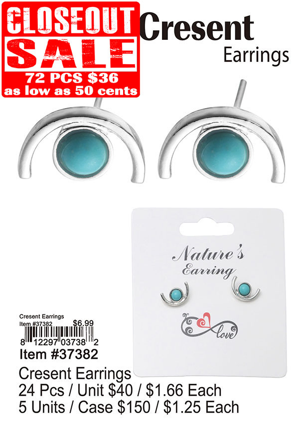 Cresent Earrings - Closeout 72 Pcs.